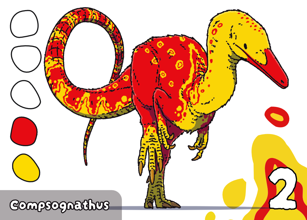 Compsognathus card, two colors